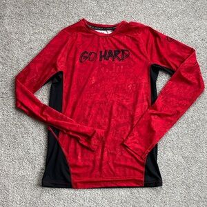 Under Armour Boy’s Red and Black Long Sleeve Microfiber Tee